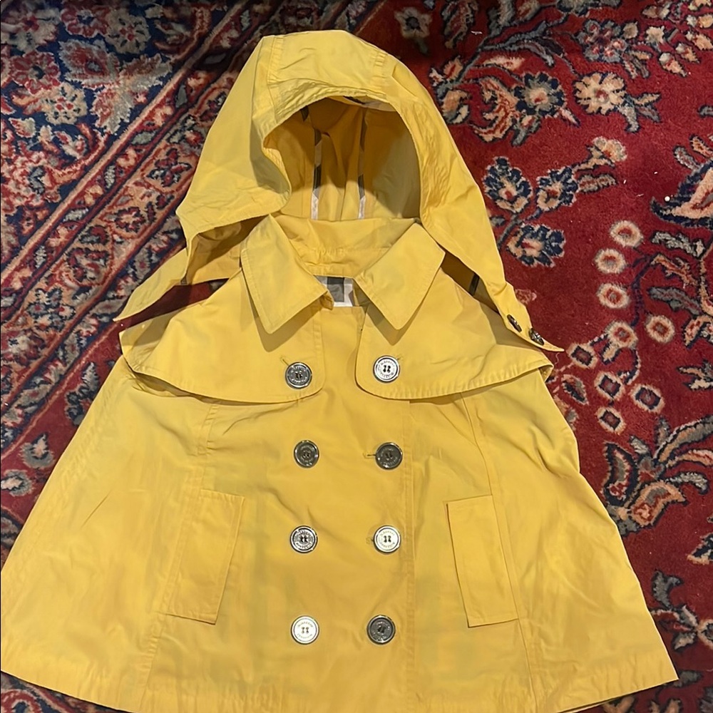 Vibrant Yellow Burberry Cape with Hood